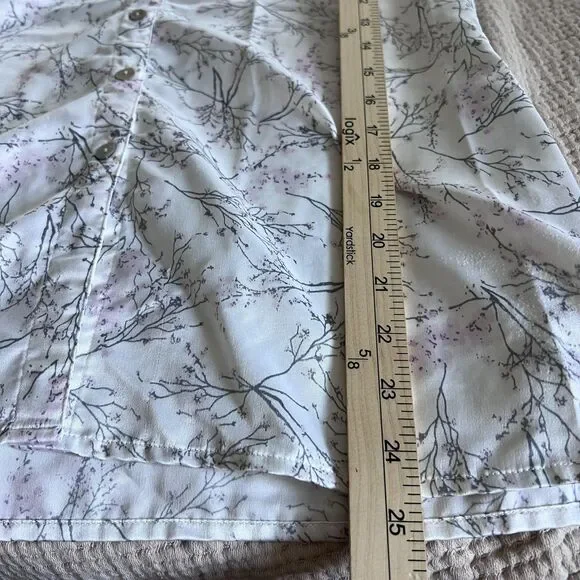 Chicos Shirt Womens Small White Floral Branch‎ Print Henley Long Sleeve Blouse 0 - Picture 11 of 12